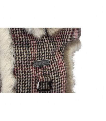 brown squares fur trapper hat